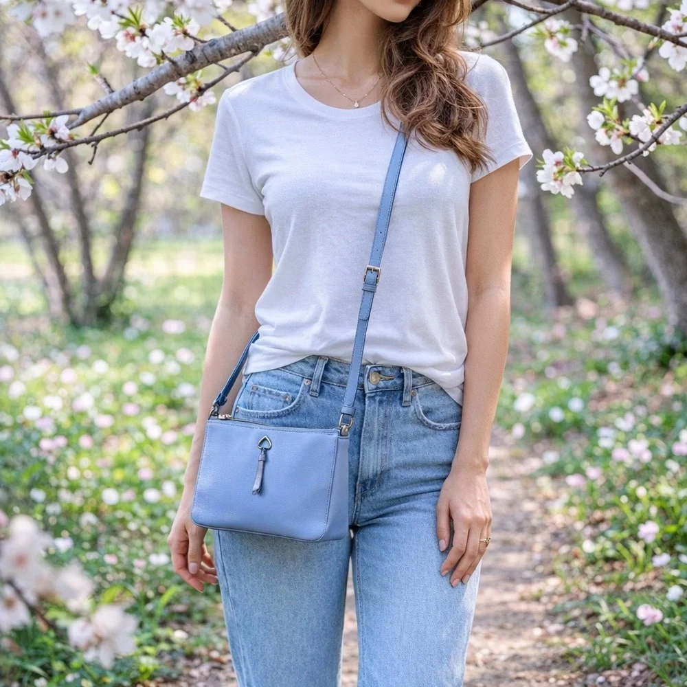 Kate Spade Adel Medium Top Zip Crossbody Shoulder Bag in Blueberry Cobbler 🫐🩵 - Picture 3 of 14
